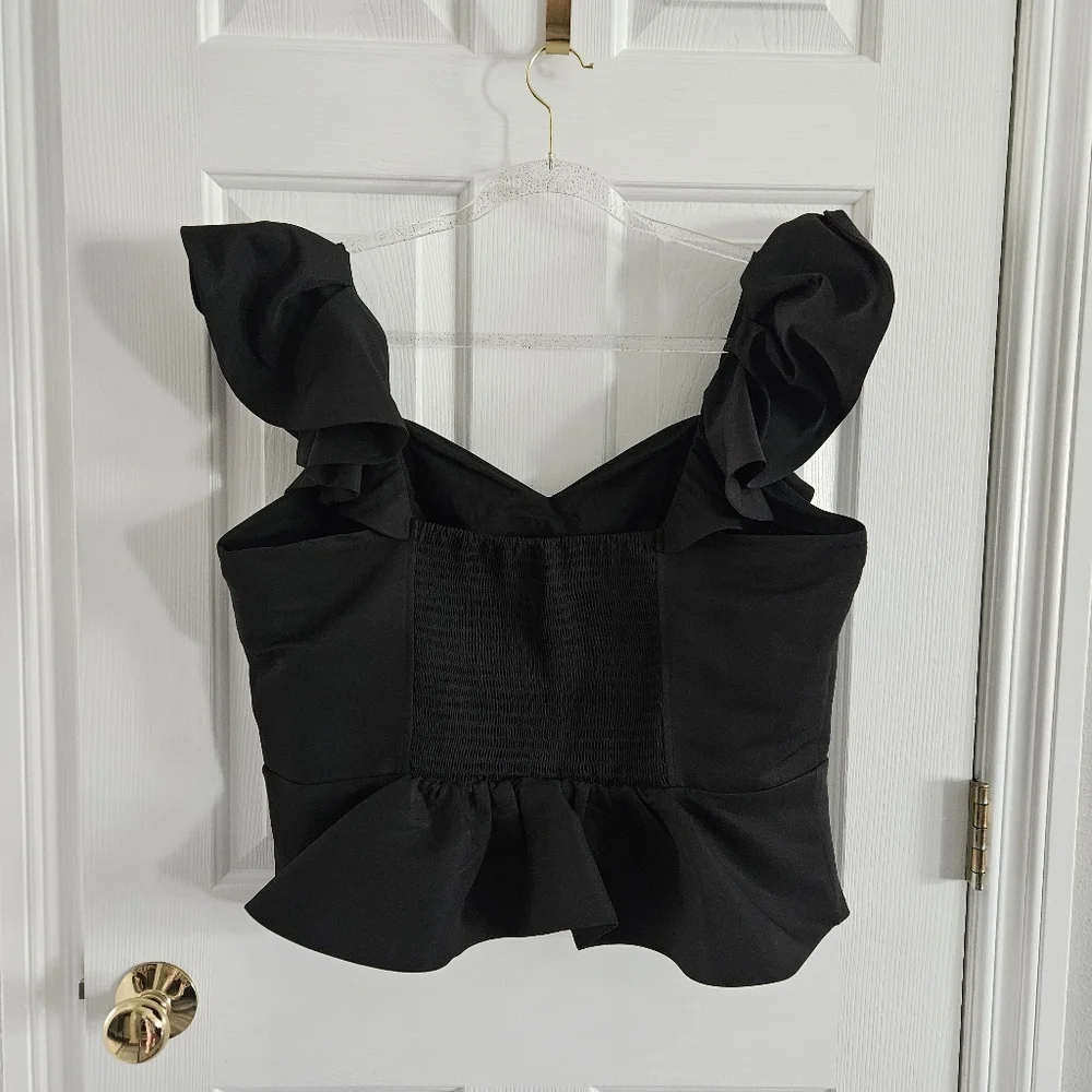 NWOT Express Flutter Sleeve Peplum Ruffle Top - Picture 5 of 9